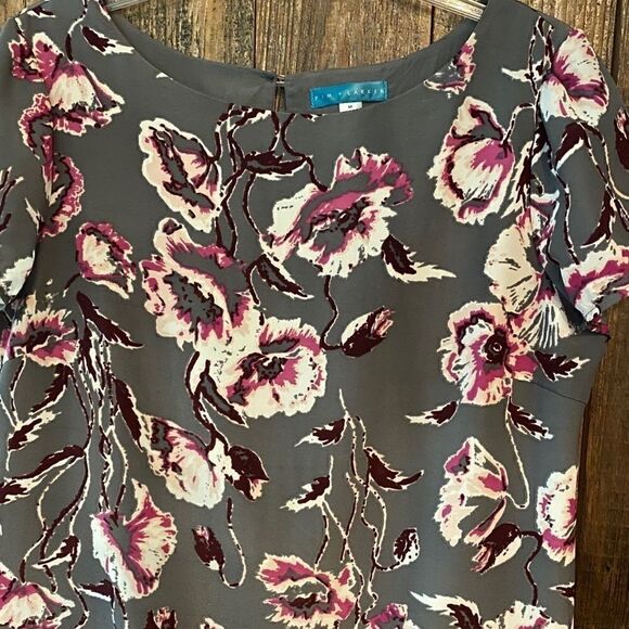 Pim + Larkin Sz M Gray Purple Large Flowers Liberty Floral Cottagecore Dress - Picture 3 of 6